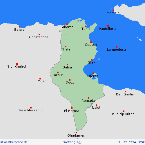 übersicht Tunesien Afrika Vorhersagekarten