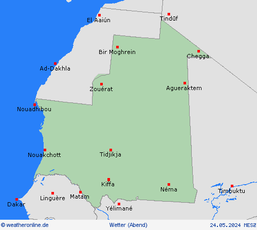 übersicht Mauretanien Afrika Vorhersagekarten