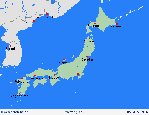 übersicht Japan Asien Vorhersagekarten