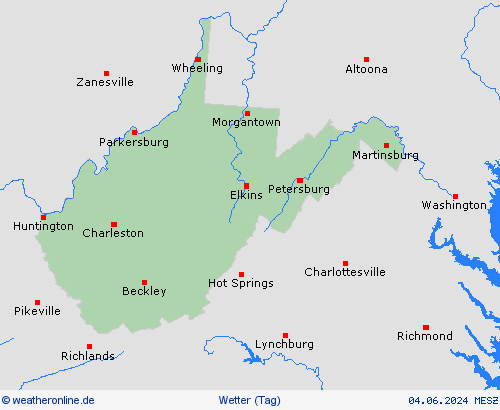 übersicht West Virginia Nordamerika Vorhersagekarten