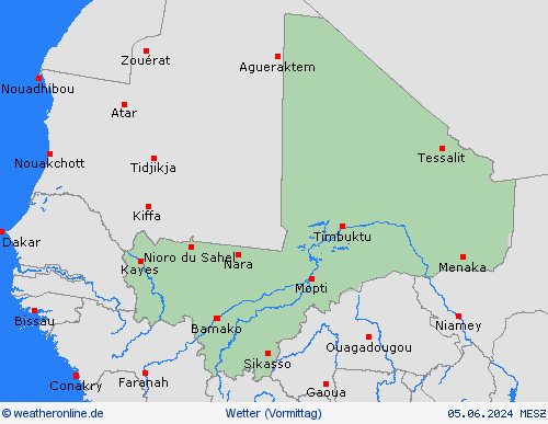 übersicht Mali Afrika Vorhersagekarten