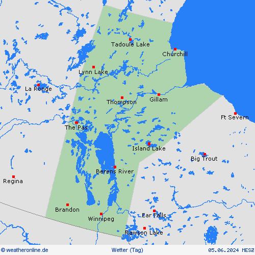 übersicht Manitoba Nordamerika Vorhersagekarten