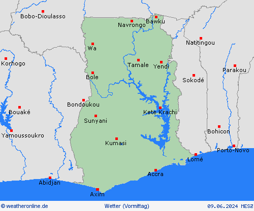 übersicht Ghana Afrika Vorhersagekarten