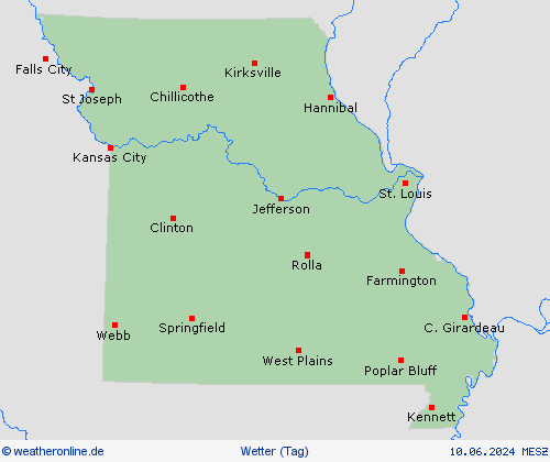 übersicht Missouri Nordamerika Vorhersagekarten