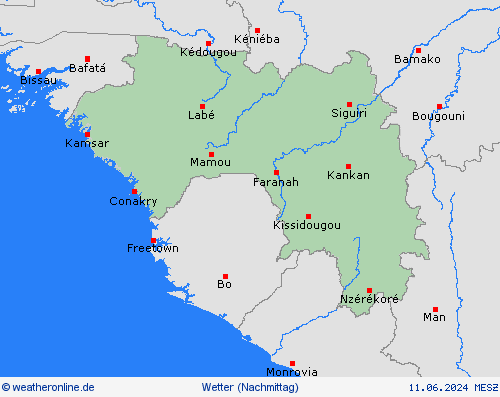 übersicht Guinea Afrika Vorhersagekarten