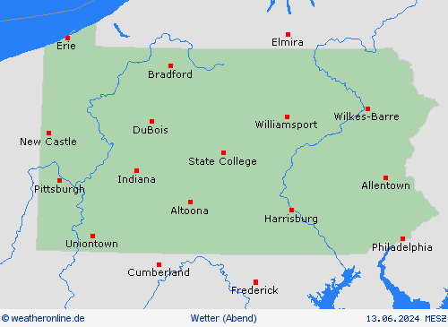 übersicht Pennsylvania Nordamerika Vorhersagekarten