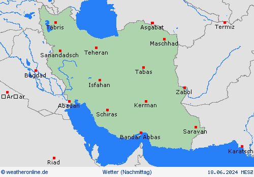 übersicht Iran Asien Vorhersagekarten