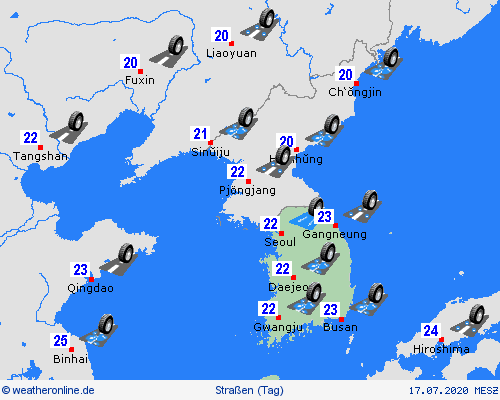straßenwetter Südkorea Asien Vorhersagekarten