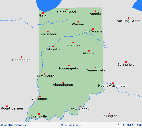 straßenwetter Indiana Nordamerika Vorhersagekarten