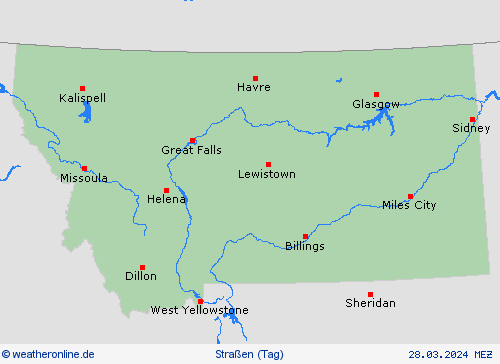straßenwetter Montana Nordamerika Vorhersagekarten