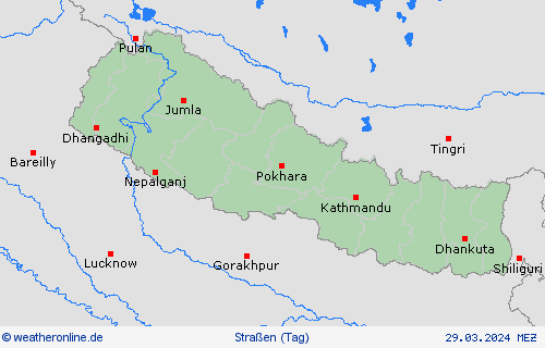 straßenwetter Nepal Asien Vorhersagekarten