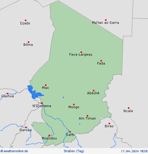 straßenwetter Tschad Afrika Vorhersagekarten