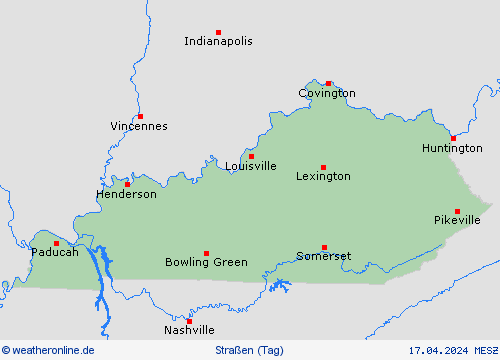 straßenwetter Kentucky Nordamerika Vorhersagekarten