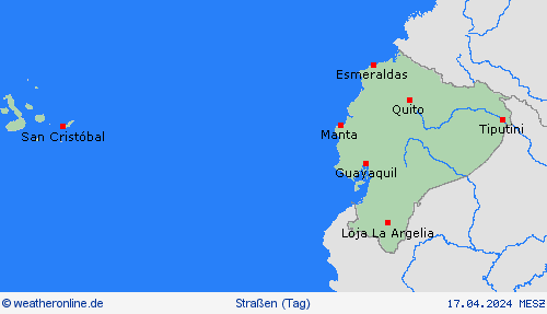 straßenwetter Ecuador Südamerika Vorhersagekarten