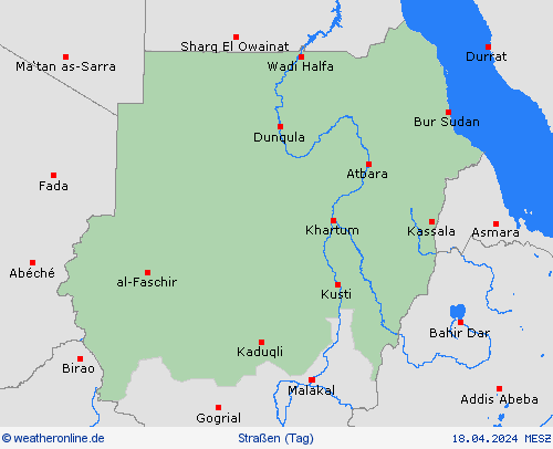 straßenwetter Sudan Afrika Vorhersagekarten