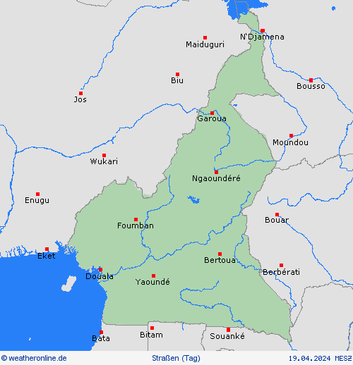 straßenwetter Kamerun Afrika Vorhersagekarten