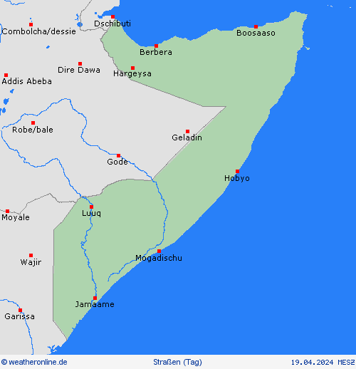 straßenwetter Somalia Afrika Vorhersagekarten