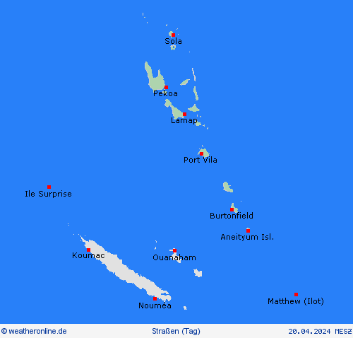 straßenwetter Vanuatu Ozeanien Vorhersagekarten