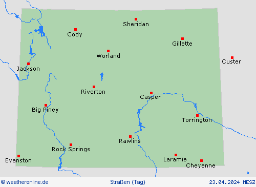 straßenwetter Wyoming Nordamerika Vorhersagekarten