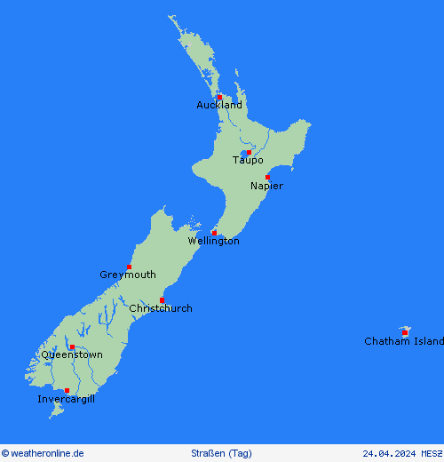 straßenwetter Neuseeland Ozeanien Vorhersagekarten