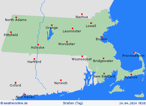 straßenwetter Massachusetts Nordamerika Vorhersagekarten