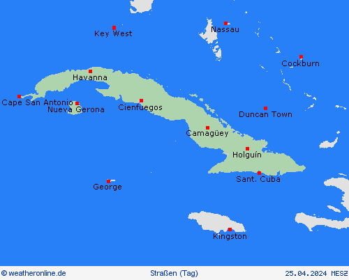 straßenwetter Kuba Mittelamerika Vorhersagekarten