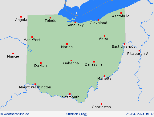 straßenwetter Ohio Nordamerika Vorhersagekarten