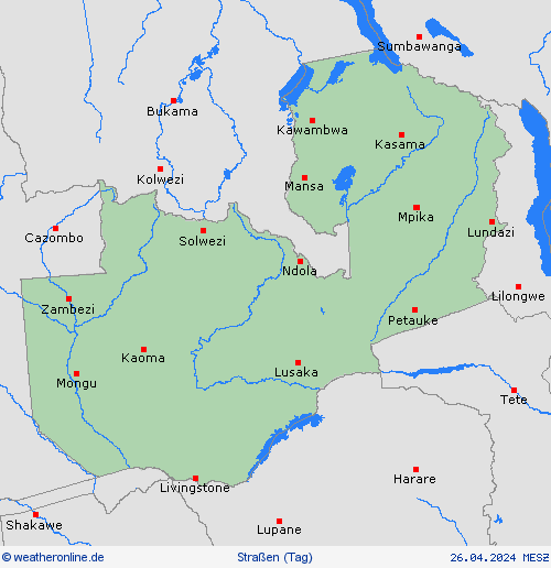 straßenwetter Sambia Afrika Vorhersagekarten