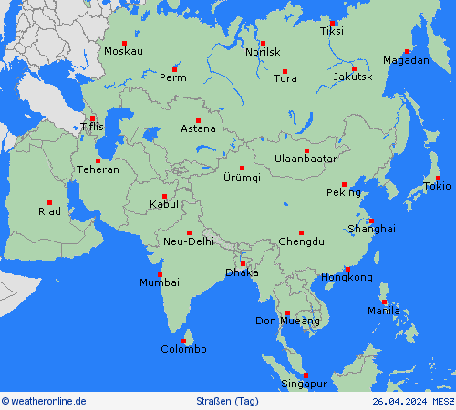 straßenwetter  Asien Vorhersagekarten