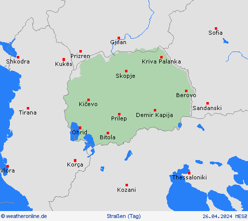 straßenwetter Nordmazedonien Europa Vorhersagekarten