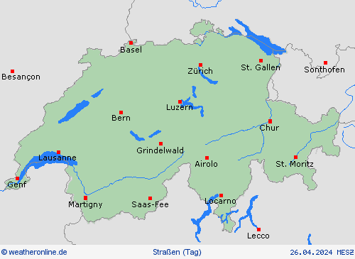 straßenwetter Schweiz Europa Vorhersagekarten