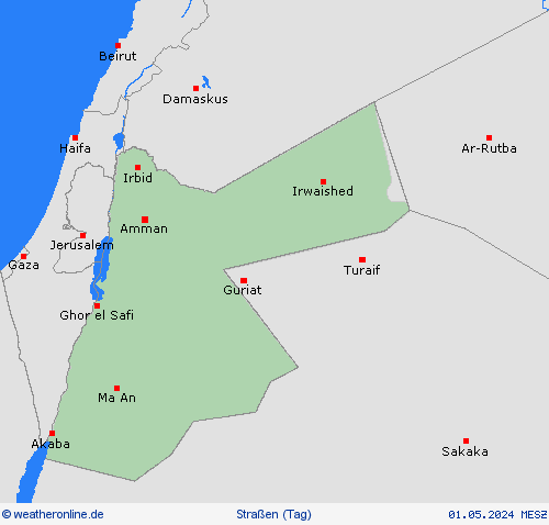 straßenwetter Jordanien Asien Vorhersagekarten