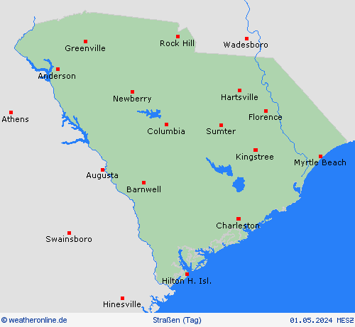 straßenwetter South Carolina Nordamerika Vorhersagekarten