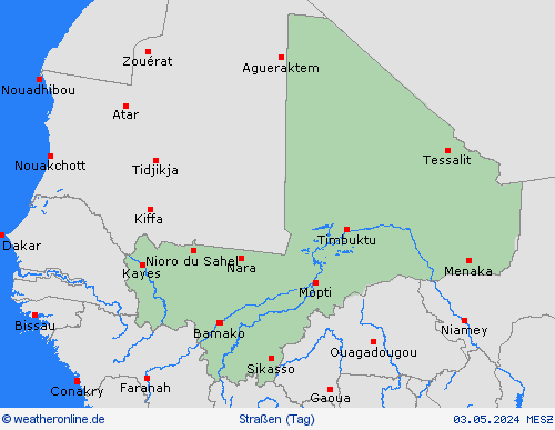 straßenwetter Mali Afrika Vorhersagekarten