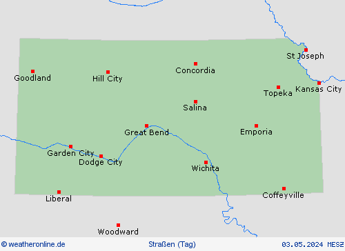 straßenwetter Kansas Nordamerika Vorhersagekarten