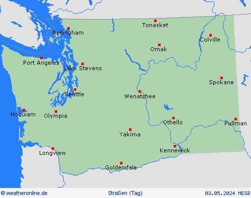 straßenwetter Washington Nordamerika Vorhersagekarten