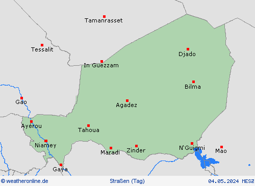 straßenwetter Niger Afrika Vorhersagekarten