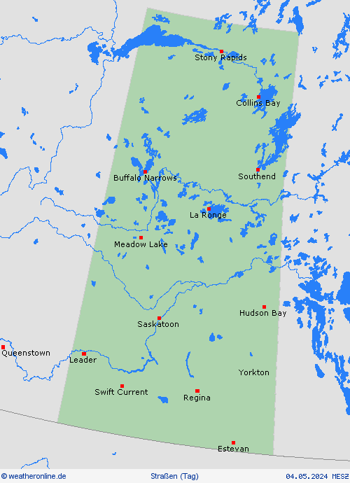 straßenwetter Saskatchewan Nordamerika Vorhersagekarten