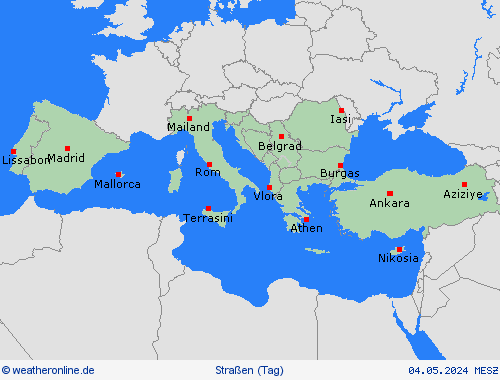 straßenwetter  Nordamerika Vorhersagekarten