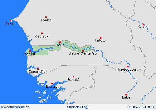 straßenwetter Gambia Afrika Vorhersagekarten