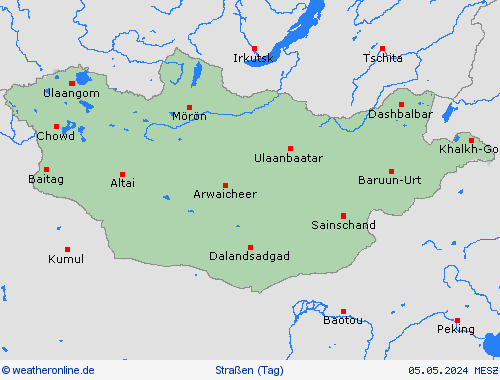 straßenwetter Mongolei Asien Vorhersagekarten