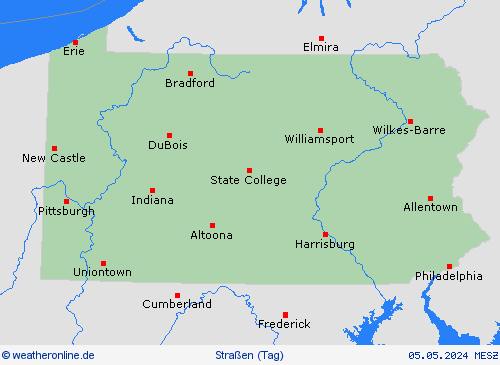 straßenwetter Pennsylvania Nordamerika Vorhersagekarten