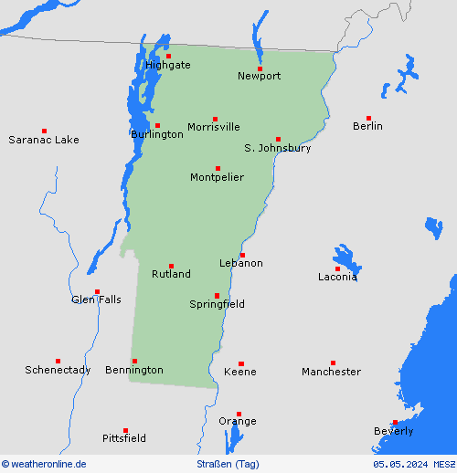 straßenwetter Vermont Nordamerika Vorhersagekarten