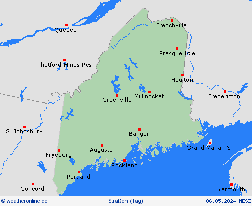 straßenwetter Maine Nordamerika Vorhersagekarten