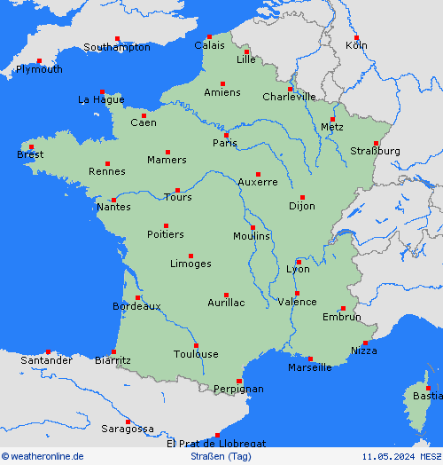 straßenwetter Frankreich Europa Vorhersagekarten