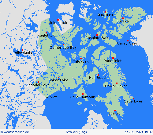 straßenwetter Nunavut Nordamerika Vorhersagekarten