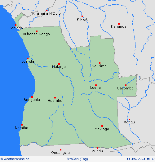 straßenwetter Angola Afrika Vorhersagekarten