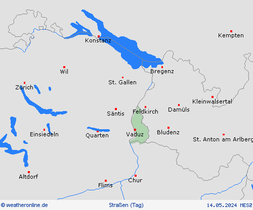 straßenwetter Liechtenstein Europa Vorhersagekarten