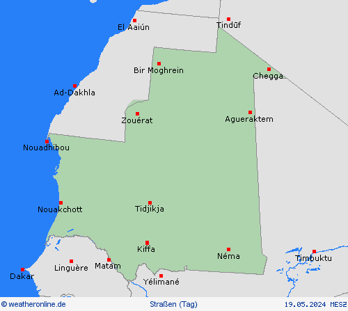 straßenwetter Mauretanien Afrika Vorhersagekarten