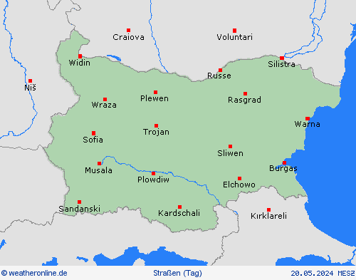 straßenwetter Bulgarien Europa Vorhersagekarten